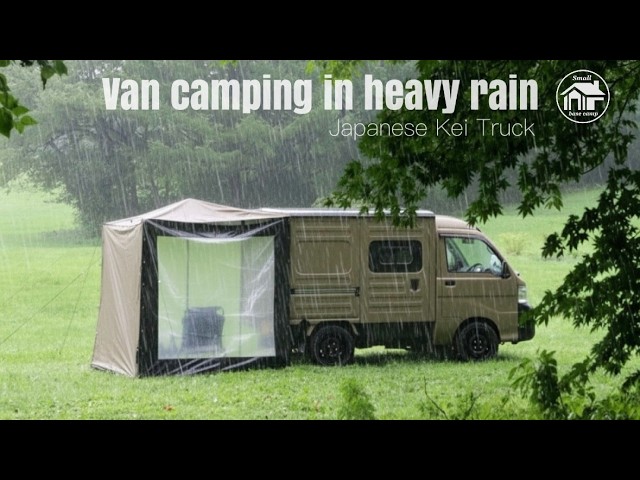 【大雨の車中泊】天気が急変!大雨のなかで車中泊 | DJI Power 1000 V2 |  Kei-Truck JDM 軽トラック ハイゼットパネルバン 軽トラ ASMR