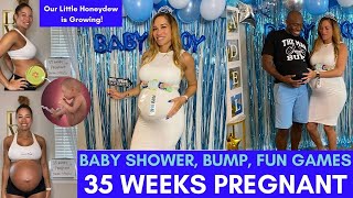 35 Weeks Pregnant Bump | Our Beautiful Baby Shower | Husband Wearing a Watermelon!!