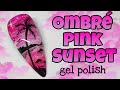 🌅 OMBRE SUNSET BEACH | PINK SKY | Gel polish nail art design | Clouds | Palm tree | Summer nails