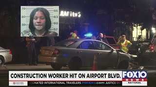 Woman accused of hitting construction worker while driving drunk