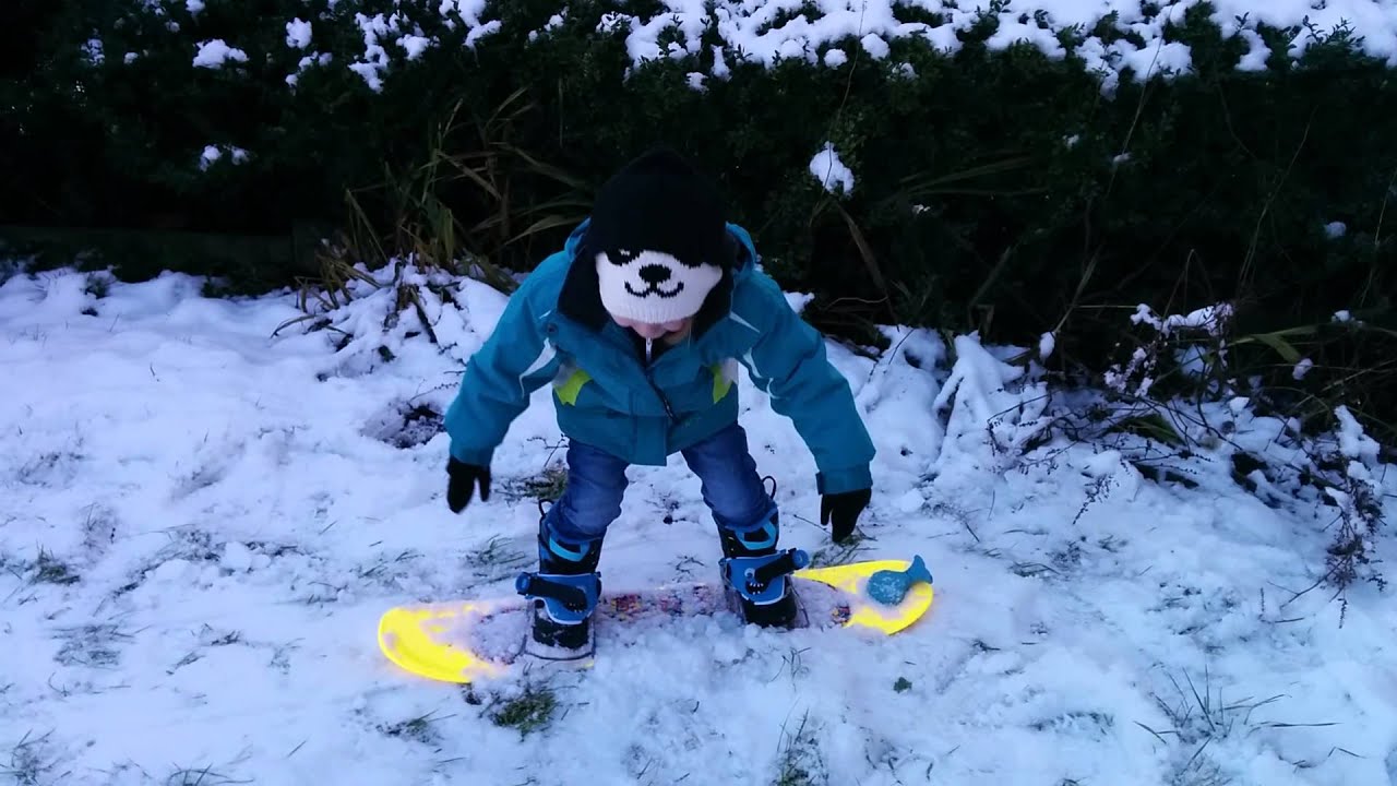 Polly's first snowboard jump YouTube