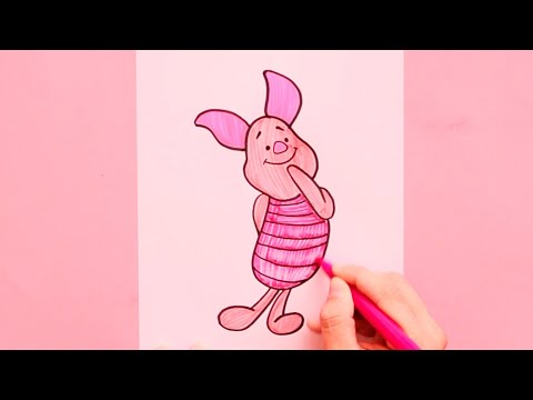 Cara menggambar Disney Piglet (Winnie the Pooh Character)