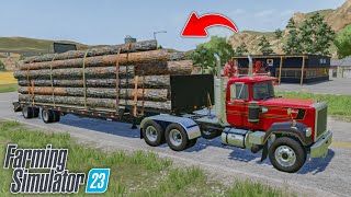 Over Loaded Forestry Truck with Wood Delivered In Fs23 | Farming Simulator 23 | Timelapse | screenshot 2