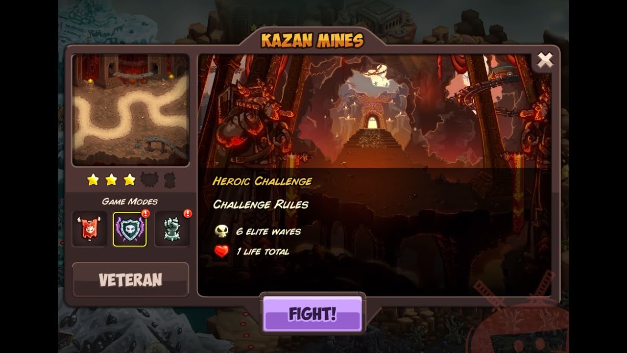 Kingdom Rush Vengeance: Kazan Mines  - Heroic Challenge (No Commentary)