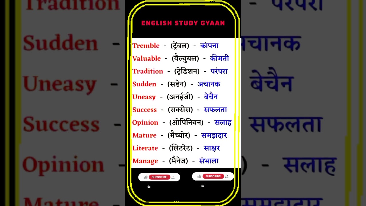 डेली यूज़ इंग्लिश वर्ड मीनिंग |Daily use english words meaning |