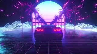 80s Retro Car Driving Through Neon Space Screensaver 4K