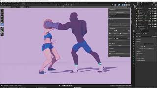 Fight scene using RigGNS addon with Daz3d and Mixamo in Blender