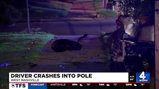 Car crashes into telephone pole in West Nashville, police say