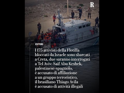 Video Flotilla, i 175 attivisti bloccati da Israele sbarcati a Creta: due saranno interrogati a Tel Aviv