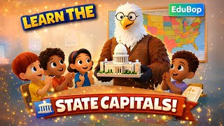 Learn the 50 State Capitals 🏛️ | Fun Geography Song for Kids | EduBop