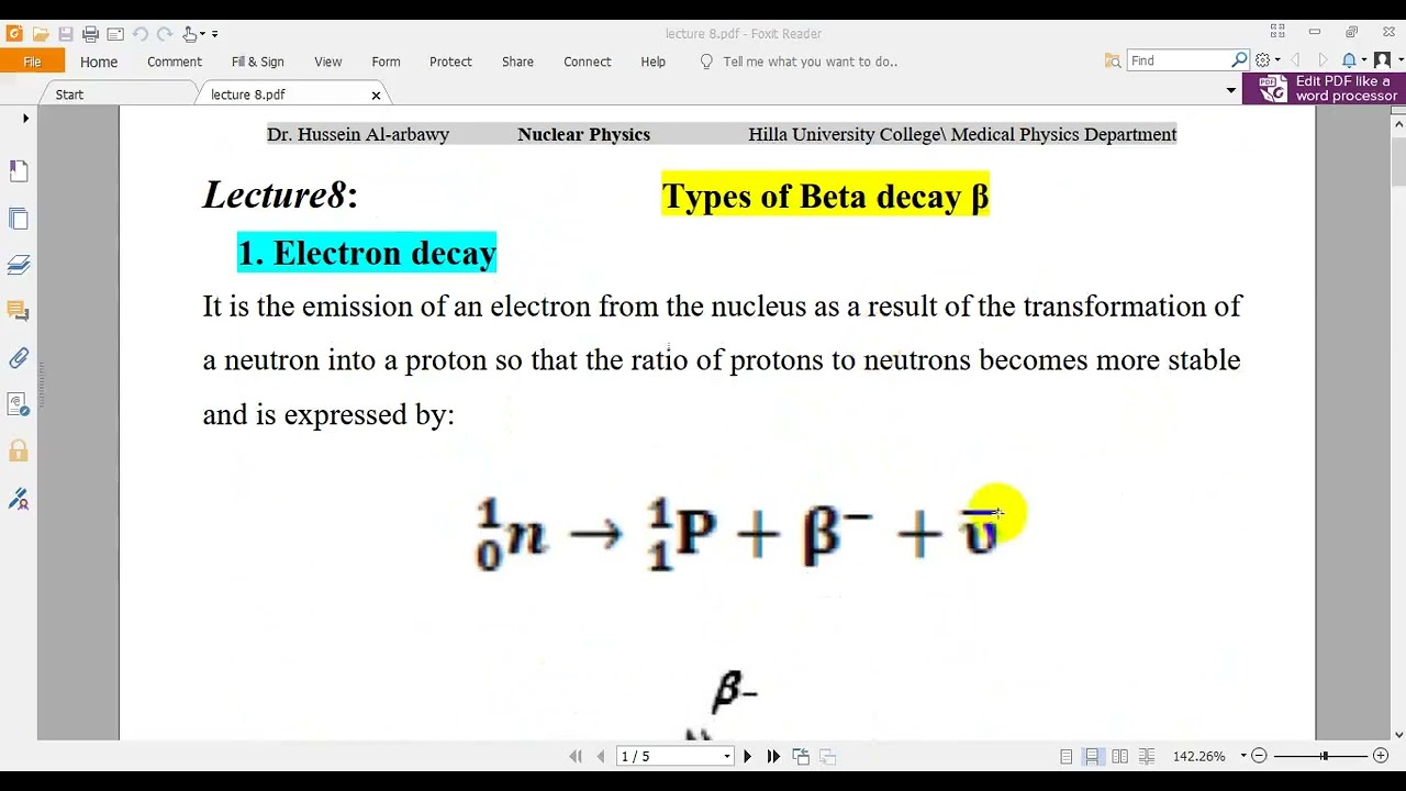 Lecture 8 Types of Beta decay β