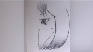رسم انمي سريع | رسم نصف وجه |رسم سهل للمبتدئين | Easy anime drawing | Easy drawing for beginners