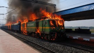 🔥 Dangerous Train Fire 😱 Indian Railway Engine on Fire!😨