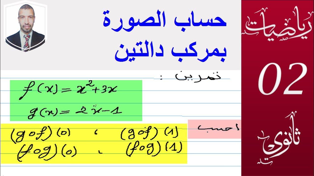 صورة عدد  بمركب دالتين ( سنة 2 ثانوي ( علوم ، تقني ، رياضيات ) التحضير للفرض