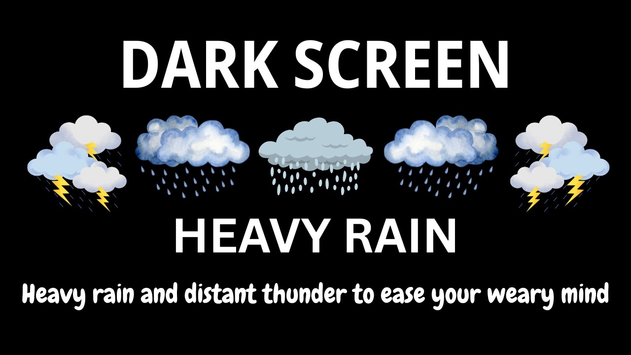 Midnight Thunderstorm Rain | BLACK SCREEN | Deep Relaxation and Stress Relief