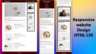 Responsive website design using html css | step by step | blog website | 2021