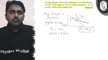 A solid cylinder rolls without slipping on an inclined plane inclin...