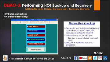 DEMO-3: HOT Backup and Recovery || All Data files and Control file were lost - Recovery Scenario