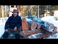 Wilderness Lumberjack Workout with an Axe | Cherry Wood | Basic Bushcraft Project