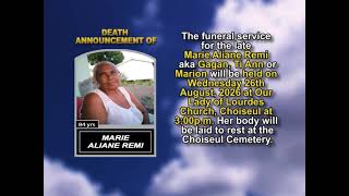 Marie Aliane Remi ~ Short Obituary