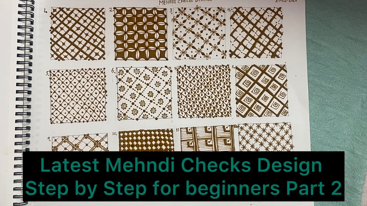 Latest Mehndi Checks Design Step by Step for beginners part 2 - YouTube