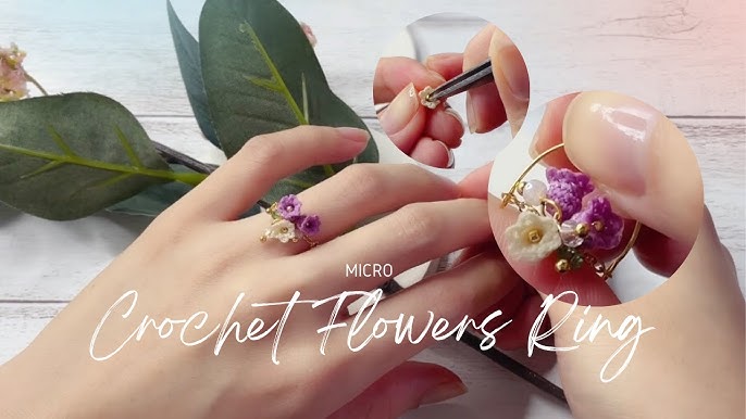 micro crochet flower with embroidery thread tutorial - how to crochet  miniature flower jewelry 