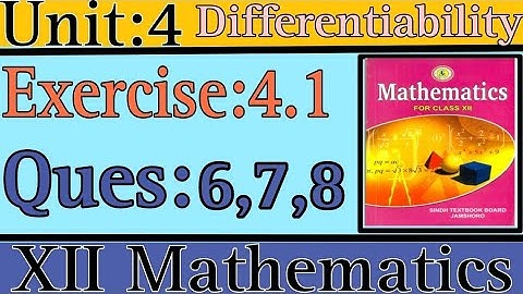Unit 4 ex 4.1 Ques: 6-8 | lecture:8 Derivatives class 12th maths