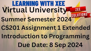 CS201 Introduction to Programming Assignment 1 Extended Summer 2024 Virtual University of Pakistan