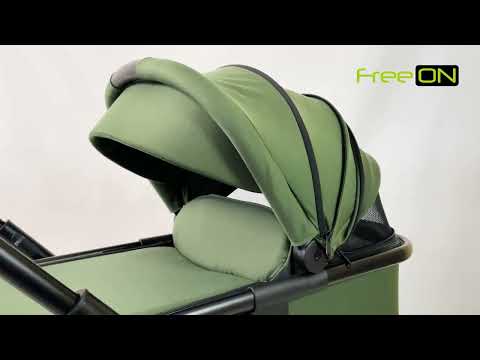 Універсальна дитяча коляска трансформер 3 в 1 FreeON Zack, колір оливковий, з автокріслом, видео 1