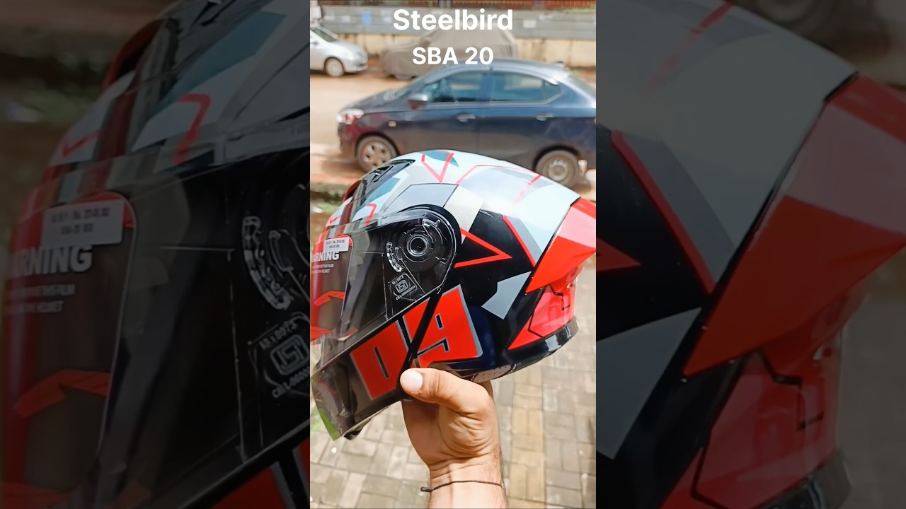Steelbird SBA-20 Helmet Dual Visor Black Red colour New Model 09 graphics unbox 