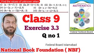 Class 9 Exercise 3.3 NBF Maths Ex 3.3 Class 9th federal board FBISE Math national Book foundation