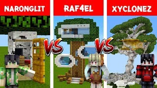 แข่งสร้าง!! บ้านสุดเท่ บ้านต้นไม้ VS บ้านต้นไม้ ใครจะชนะ?? (Minecraft House)