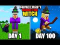 I Survived 100 Days as a WITCH in Hardcore Minecraft...