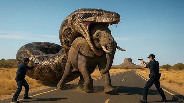 Heroic Rescue Team Saves Innocent Mother Elephant from Giant Python Attack on the African Savanna 🐘🐍