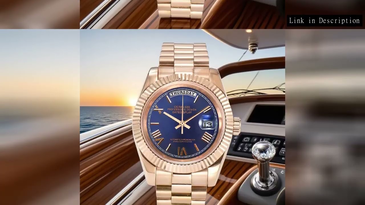 39mm Rose gold luxury watch Miyota 8285 automatic mechanical movement date dual display sapphire gla