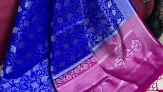 Kanchi Embose soft silk saree with fully Embose silver and silk border gold  Heavy jari rich pallu screenshot 5