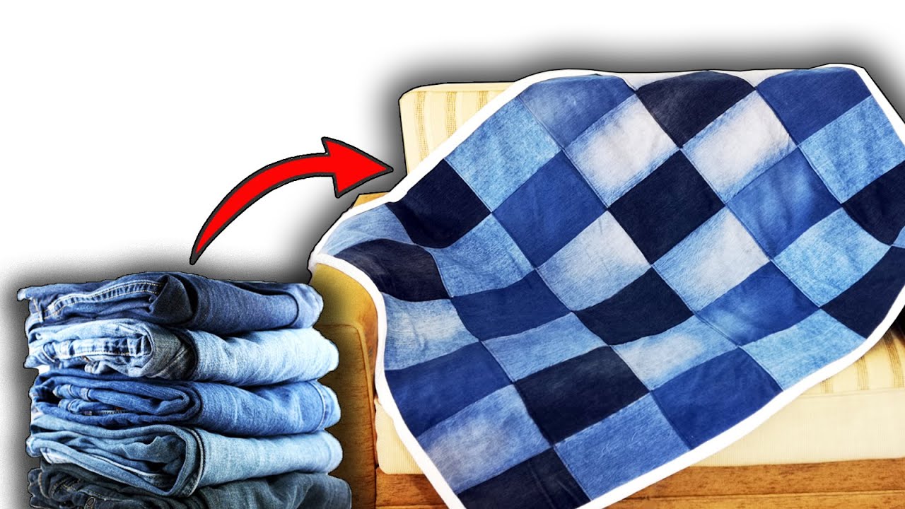 Превратите старые джинсы в одеяло