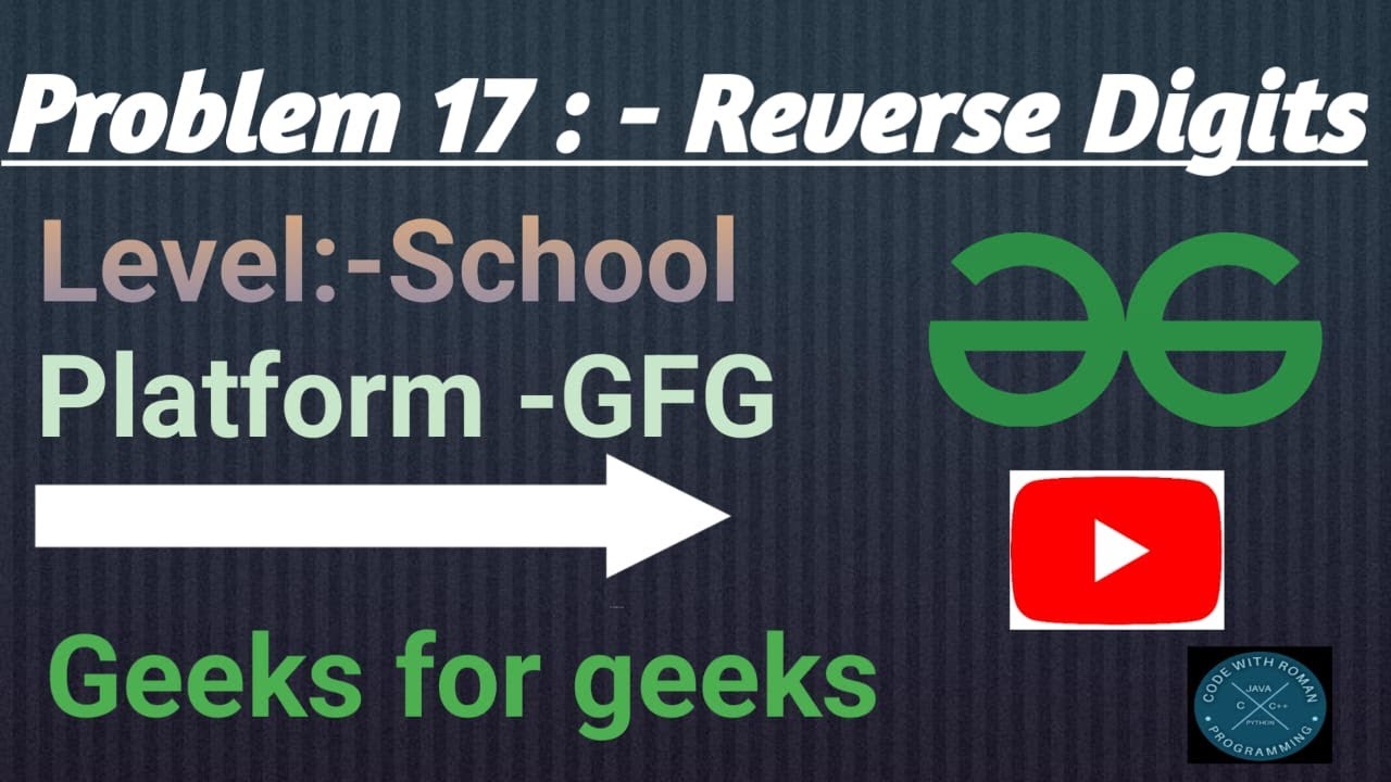 Reverse Digits | Java | GFG | Java Programming | @CodewithRoman - YouTube