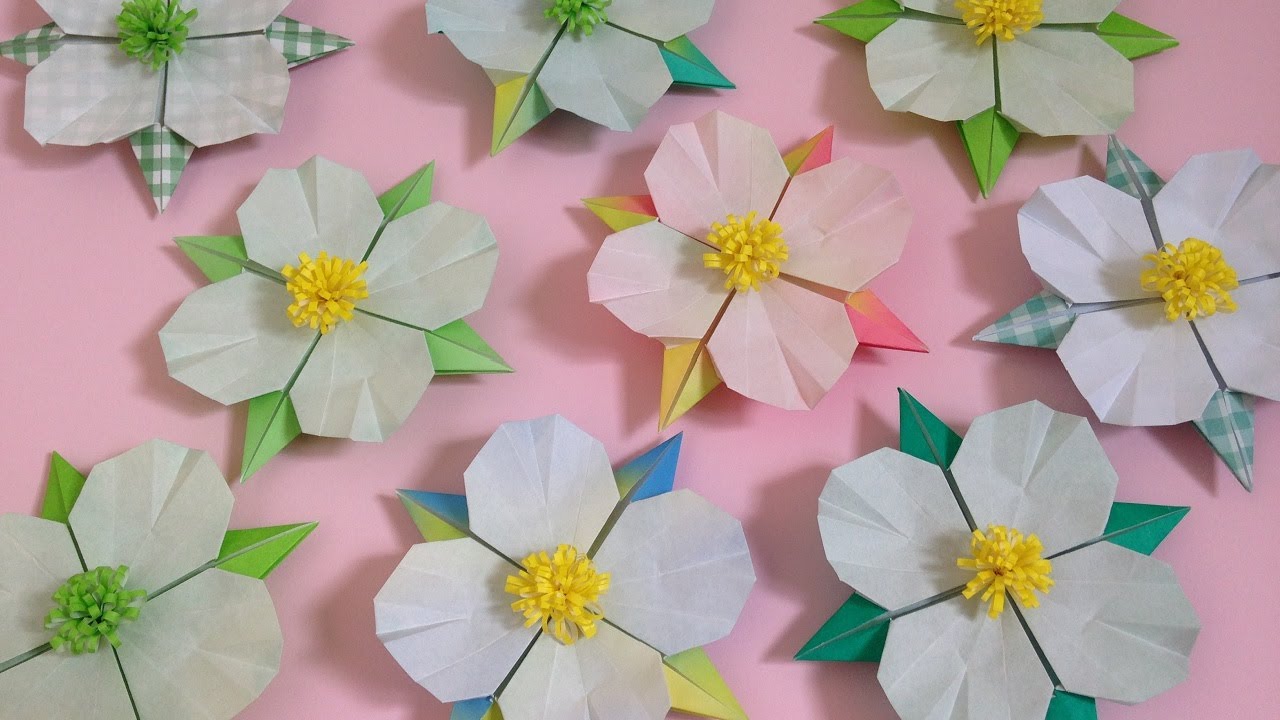 折り紙 ハナミズキの花 折り方 Origami Flower Dogwood Tutorial Niceno1 Youtube
