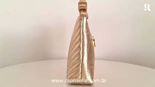 Bolsa Tira Colo V-Seam Dourado Em Couro Legítimo - Raphaelle