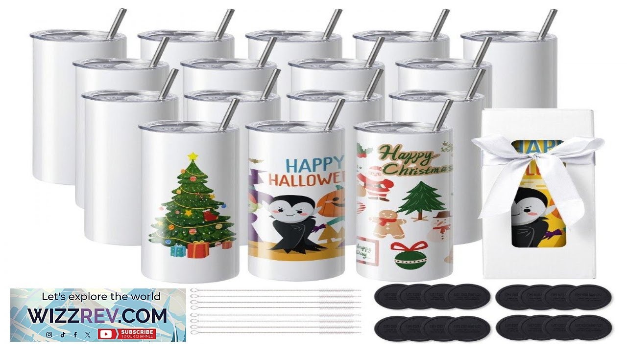 VEVOR 16 Pack Sublimation Tumblers 20oz Skinny Straight Stainless Steel Sublimation