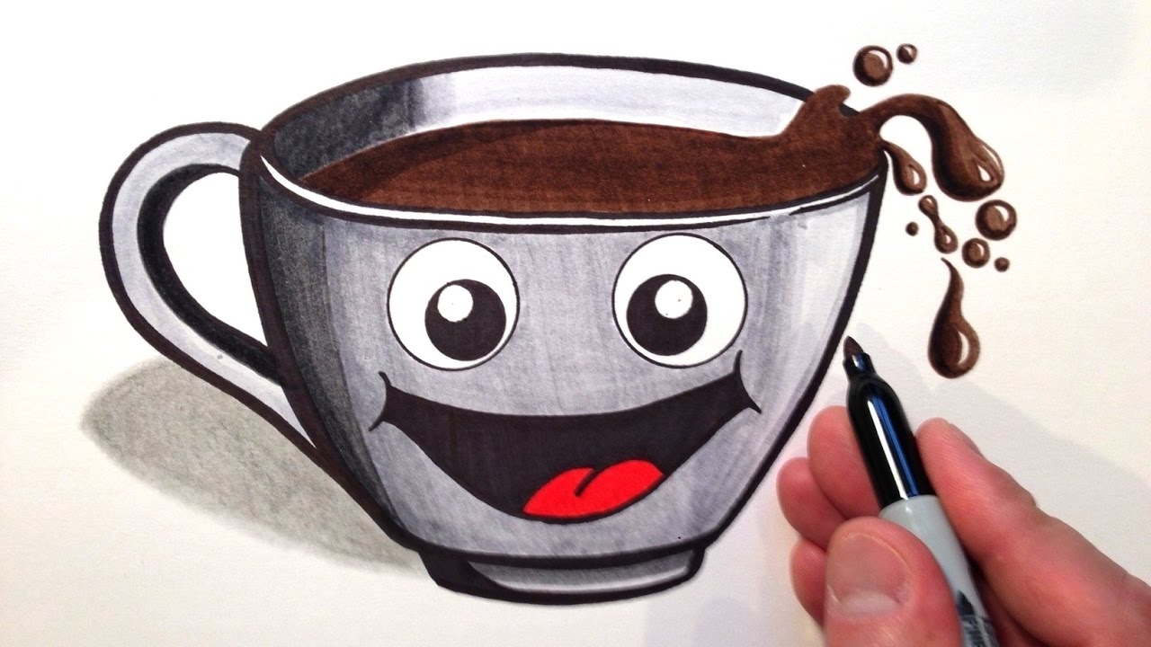 How to Draw a Cute Cup of Coffee - YouTube