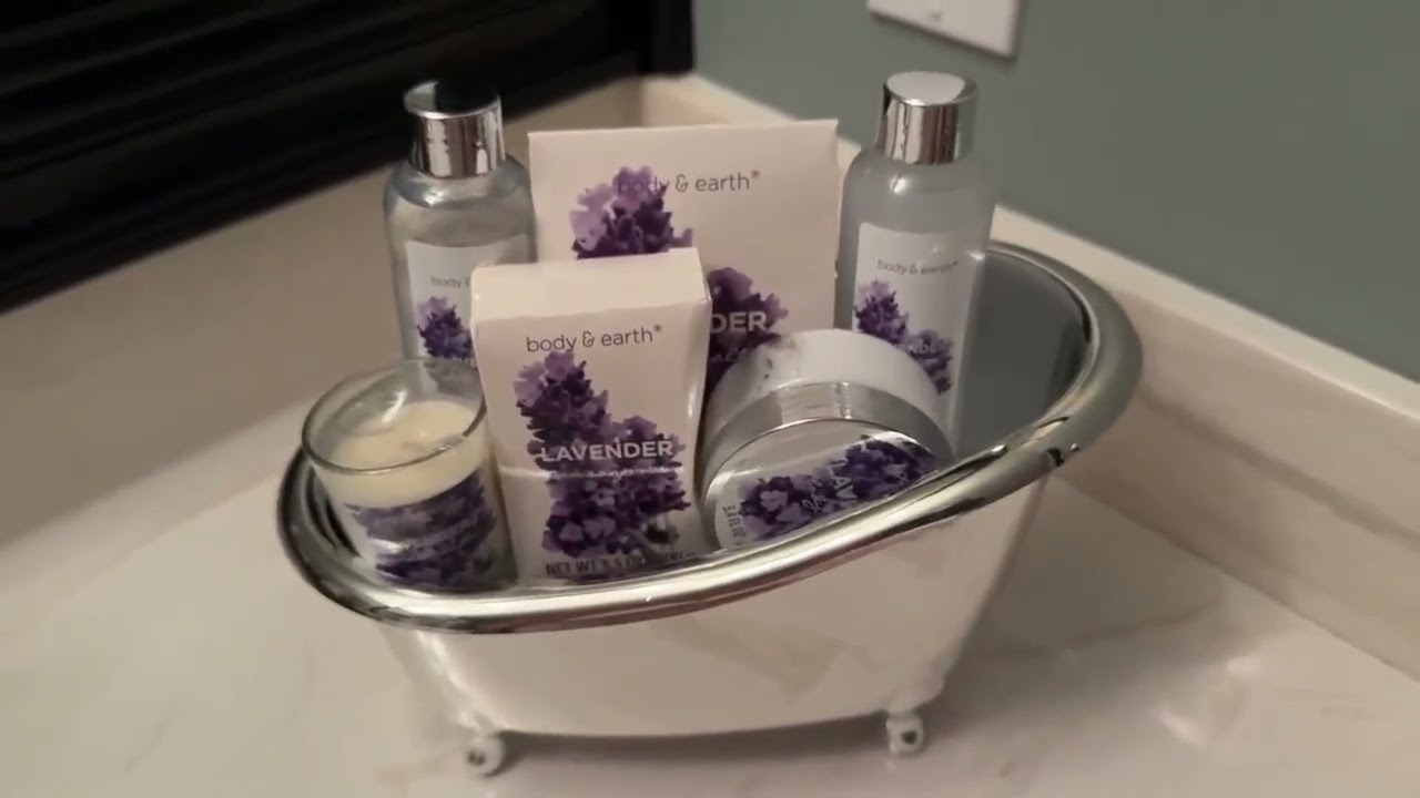 Sweet and Suttle Spa Gift Set Body & Earth Lavender Gift Baskets for Women Bath Sets