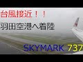 【機窓動画】台風接近の羽田空港へ着陸  スカイマーク 737-800