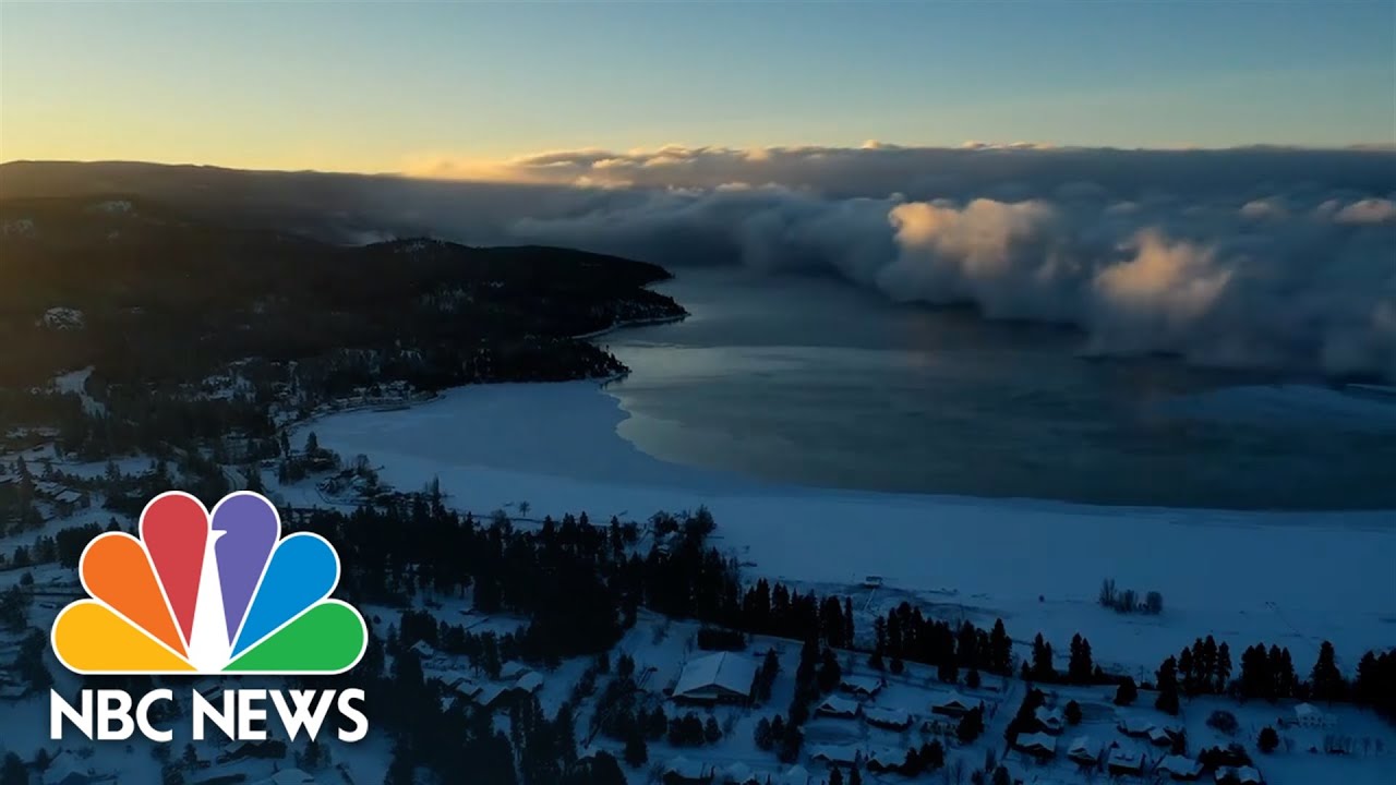 Drone Video Shows Blizzard Rolling Over Montana's Flathead Lake