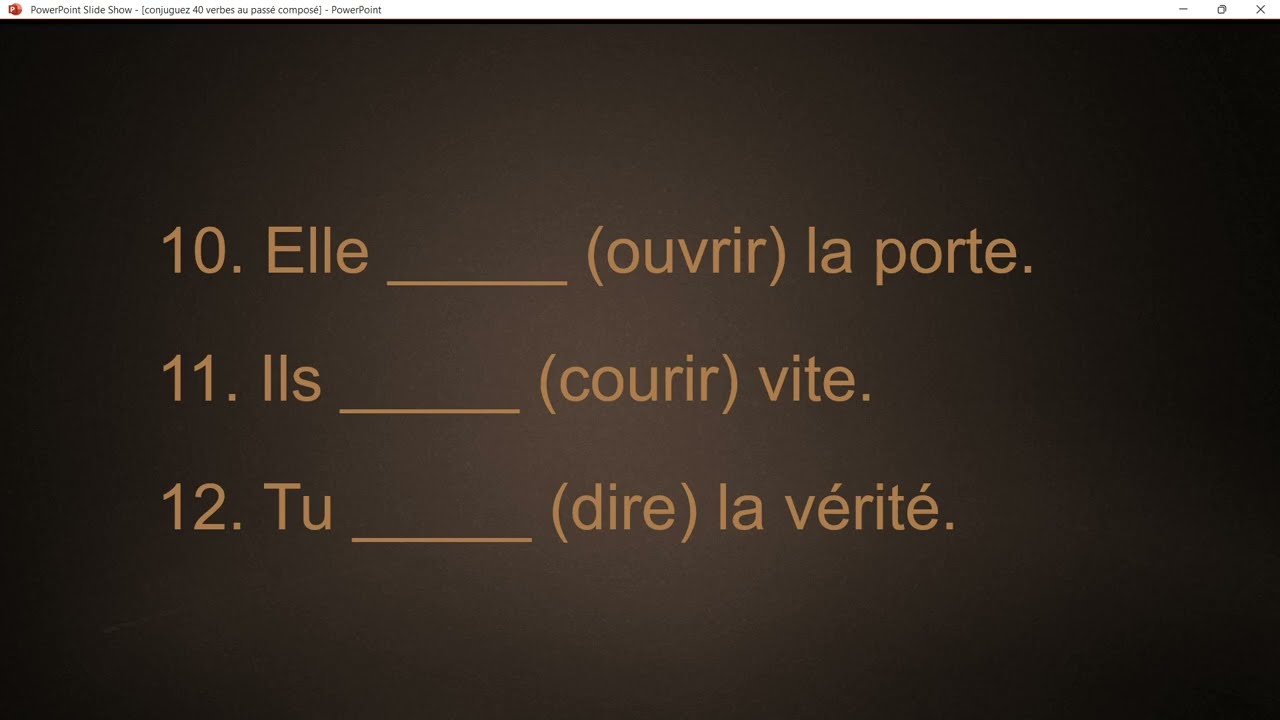Conjuguez 40 verbes au passé composé