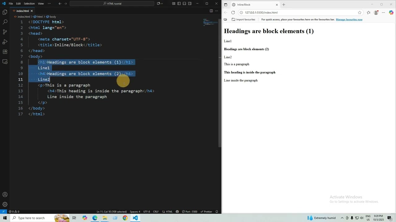 Html#6 - Inline & Block elements (Bangla)
