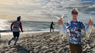 Catching Giant Pompanos With My Clients! Surf Fishing In Florida With KO!