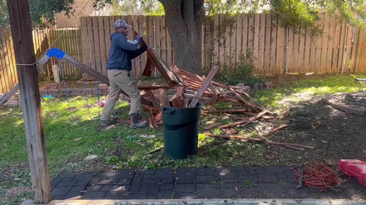Play set removal in Grand Prairie, Texas June 15, 2025