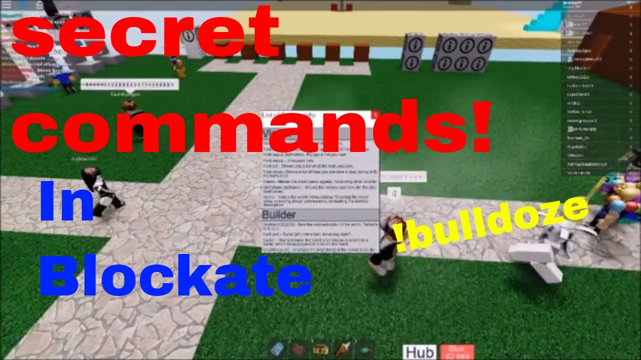 The Secret Commands In Blockate Youtube - roblox blockate hidden commands